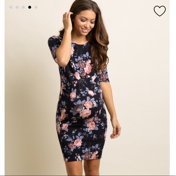 Pinkblush Dresses & Skirts - Navy floral fitted maternity dress